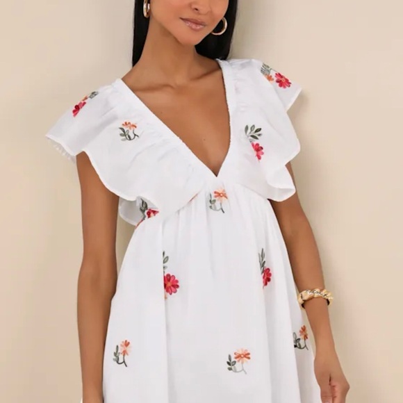 Lulu's White Floral Mini Dress - Picture 3 of 3